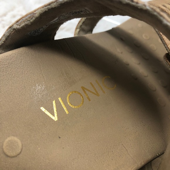Vionic Amber Tan Brown Gold Slide On Sandals Women's 9 - Picture 5 of 7
